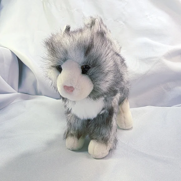 Douglas Cat Plush 1864 Purple Frosted Hue White Gray Tail Up 10 Inch 2016